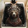 1PC Adorned Wild Sovereign Print FlAannel Blanket, High Quality Comfortable for All Seasons, Home Decor, Warmth and Comfort