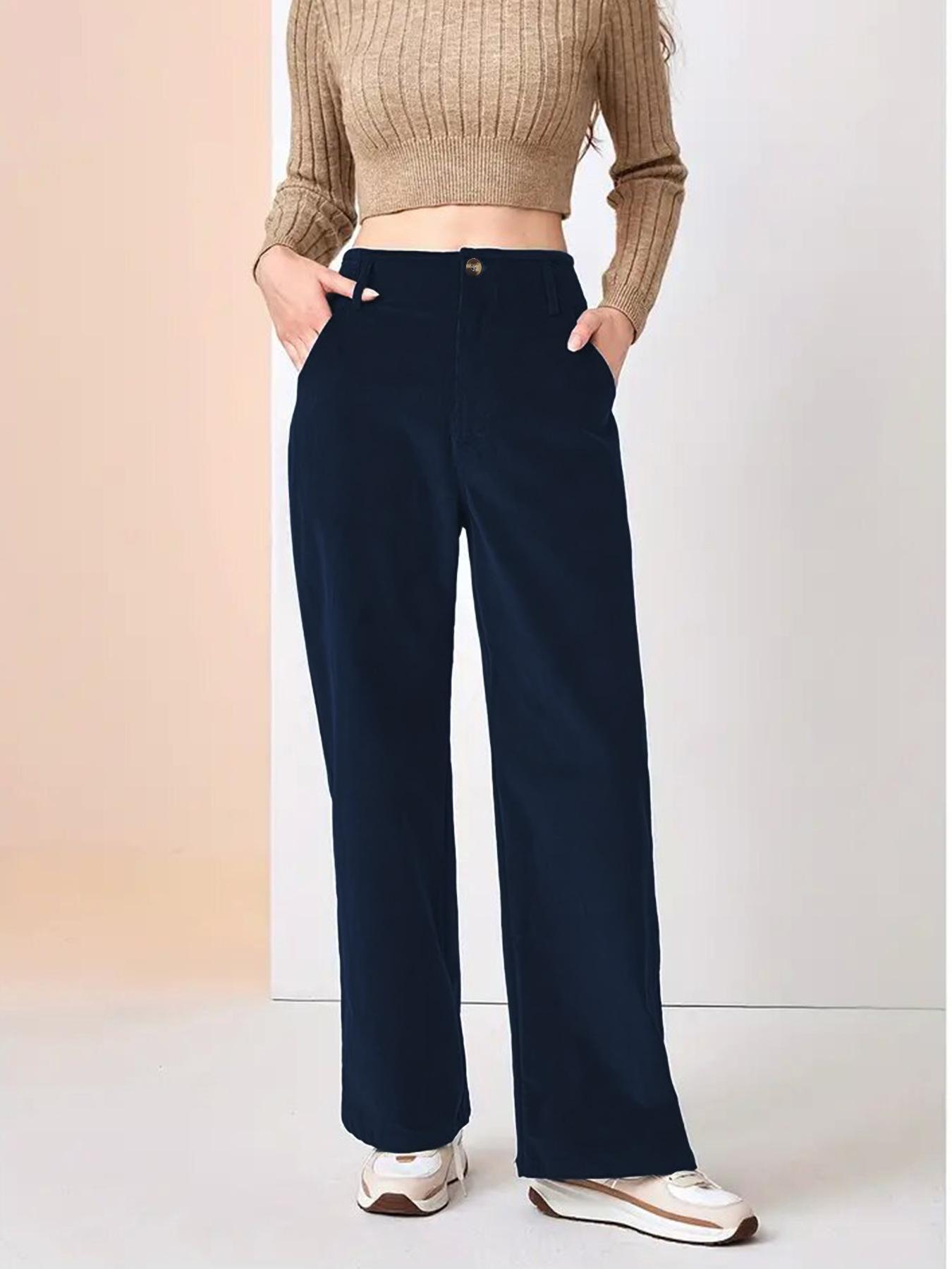 European American Autumn Winter New Style Drapey High-waist Slim Casual Straight Pants for Women S