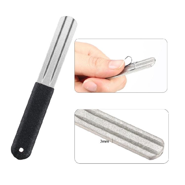 Double Sided Fishing Hook Sharpener Hook Sharpening File Grinding Stone Sharpening File Tool with Multiple Grooves
