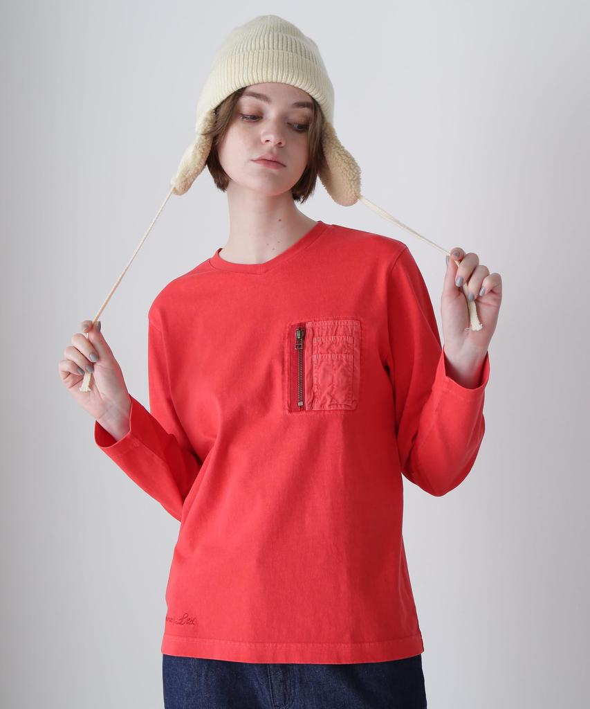 AVIREX L/S FADE WASH MA-1 POCKET Women's S 100 Red 783-4230605