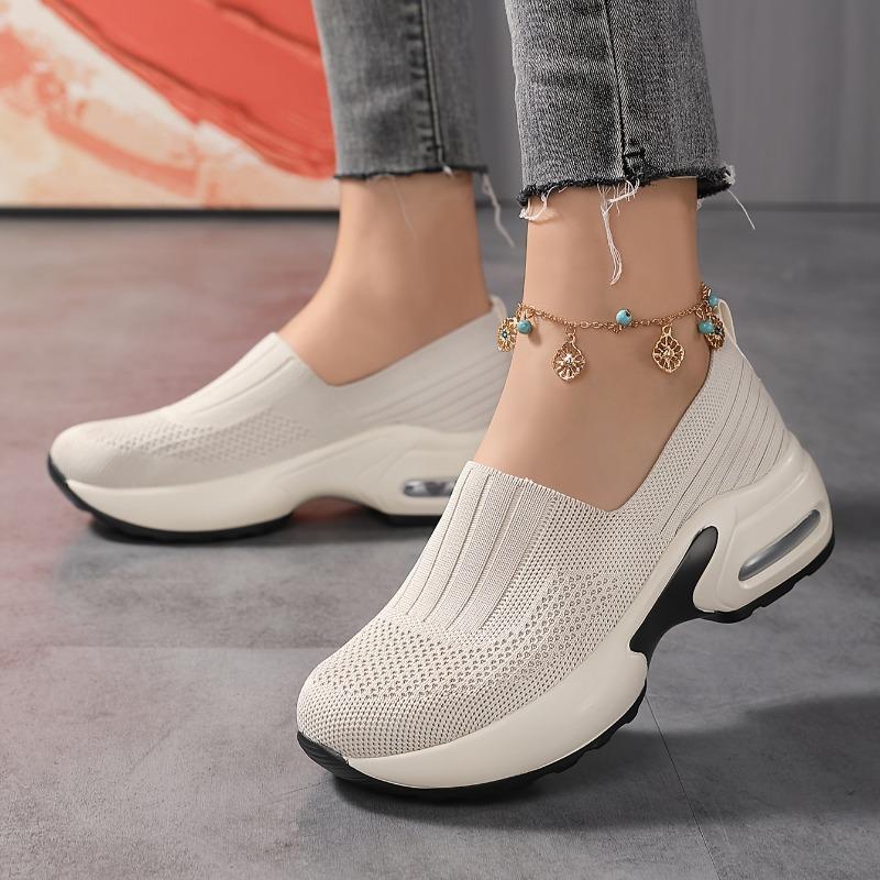 Women'S Spring Fashion Sneakers, Breathable Mesh Upper, Cushioned Air, Slip-On Casual Sports Shoes, Running Shoes, Women Shoes