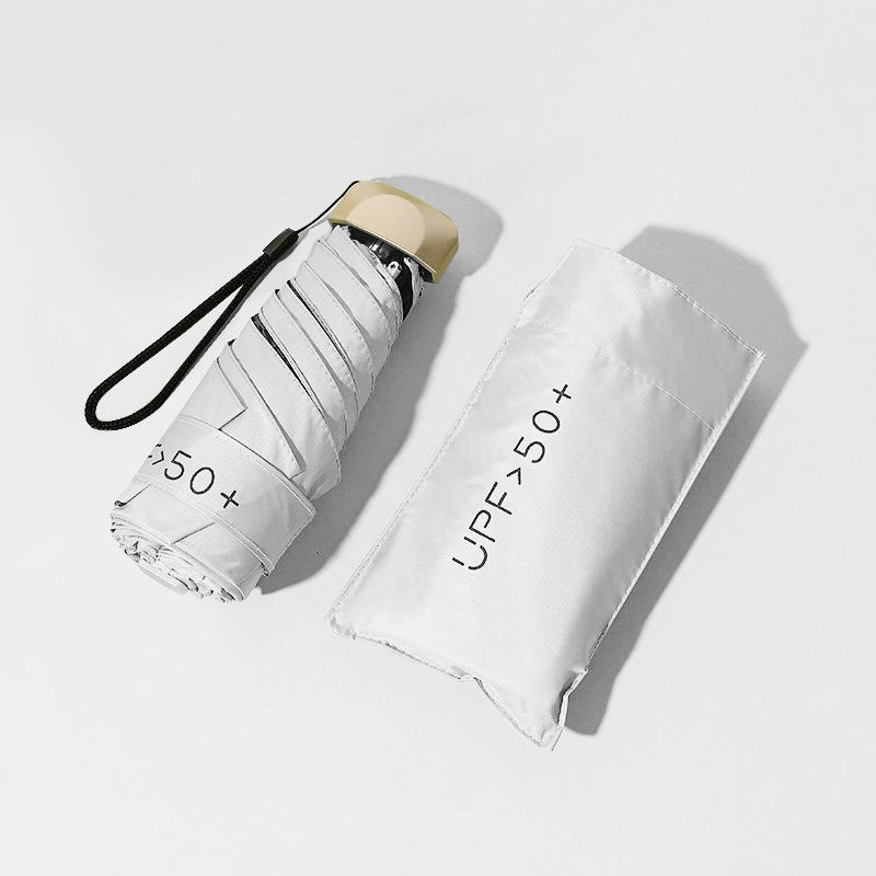 New Macaron Color Five-Fold Ultra-Light Sun Protection Compact Mini Umbrella with Buckle Handle