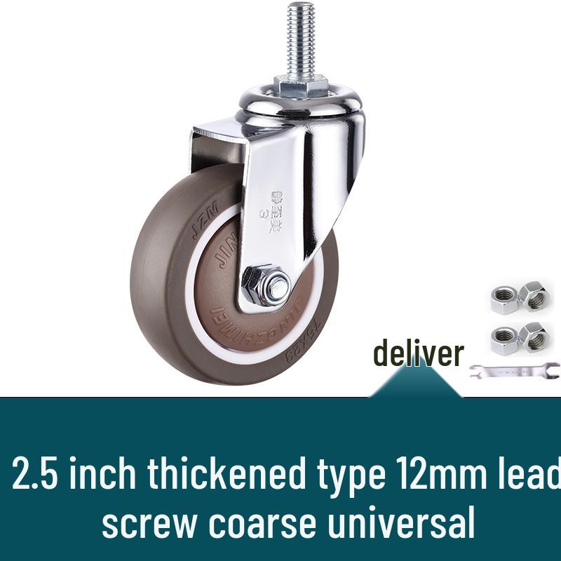 Rueda giratoria de goma universal con freno y rodamiento silencioso - Rosca M6/M8/M10/M12, Rodillo blando