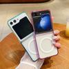 Luxury Rainbow Clear Candy Colour Phone Case for Samsung Galaxy Z Flip 7 FE 6 5 4 3 5G Magnetic Wireless Charge Shockproof Cover
