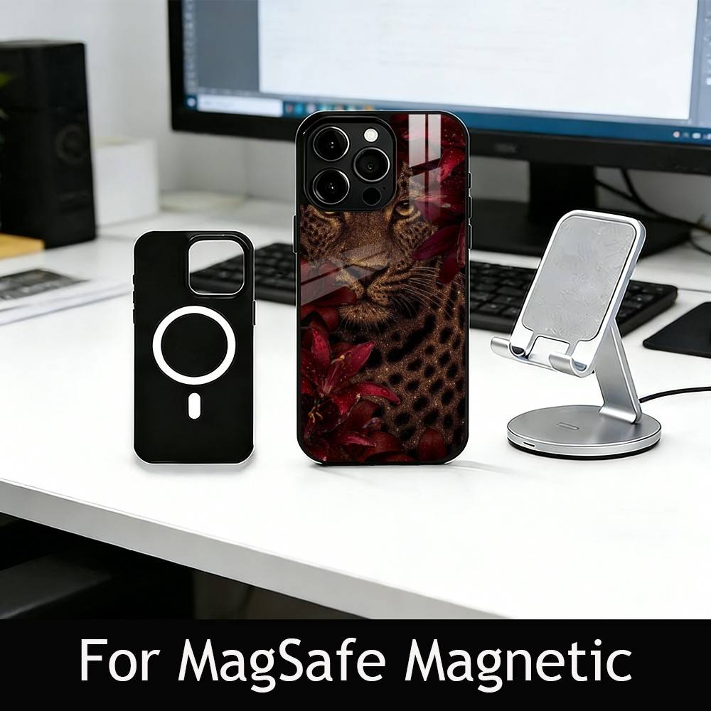 Fashion leopard print Phone Case For iPhone17,16,15,14,13,12,11 Plus,Pro Magnetic For Magsafe Wireless Charging