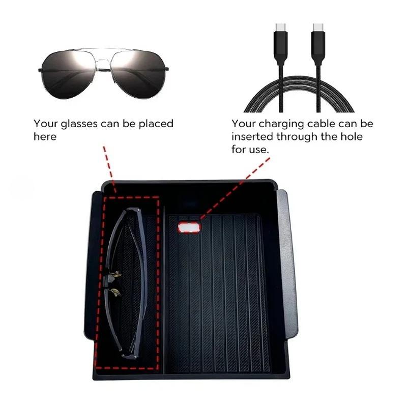 For Tesla Model Y Launch Juniper 2025 Model 3 Highland 2024 Center Console Eyeglasses Storage Box Armrest Box Silicone Pad