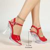 Women 12CM Transparent Block Heel Sandals Crystal Non Slip Platform Euro Sexy Car Model Runway Summer Footwear LFD-198711-Q1