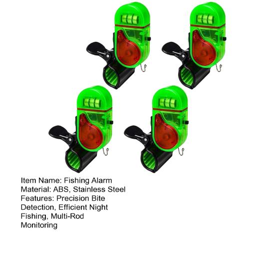 4 stk Fiske Stang Bitt Alarm Vanntett LED Varsel med Høy Summer Clip-On Elektronisk Nattfiske Sensor for Alle Stenger
