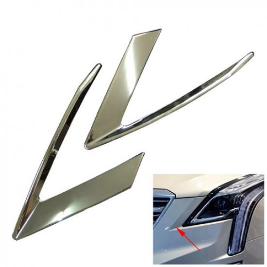 1Pair Chrome Front Head Light Eyebrow Cover Trim New For Cadillac XT5 2016-