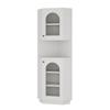 Bathroom Cabinet with Light Strip, Corner Cabinet with Two Storage Compartments, Open Compartment with Adjustable Shelves, 45x 45 x 166.5 cm, White