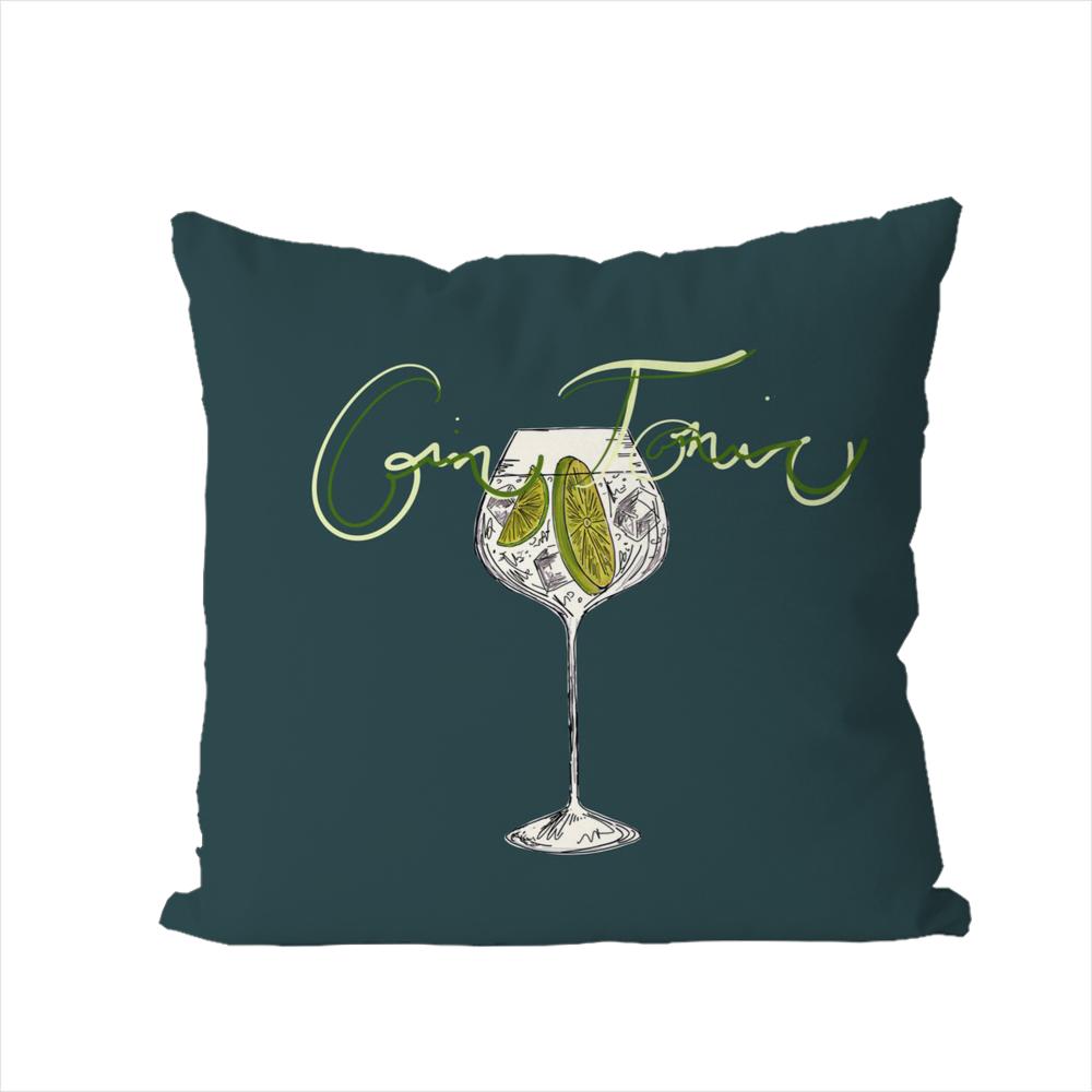 Gin Tonic Cocktail Malerei Kissenbezug Für Auto Sofa Dekorative Wohnkultur Doppelseitiger Druck Plüsch Quadratisch Wurfkissen Kissenhülle