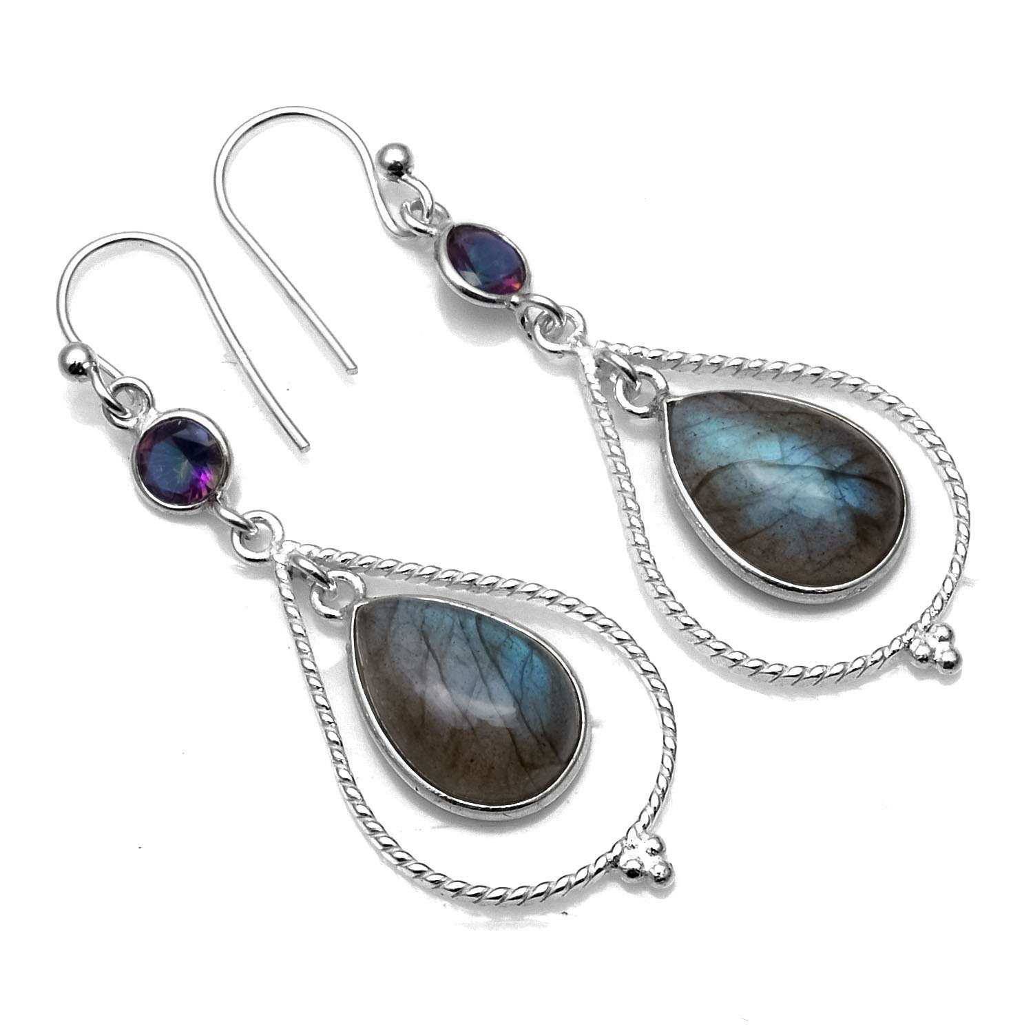 

Labradorite Gemstone Earrings Solid 925 Sterling Silver Handmade Earrings Jewelry Gift For Women And Girls E-1366