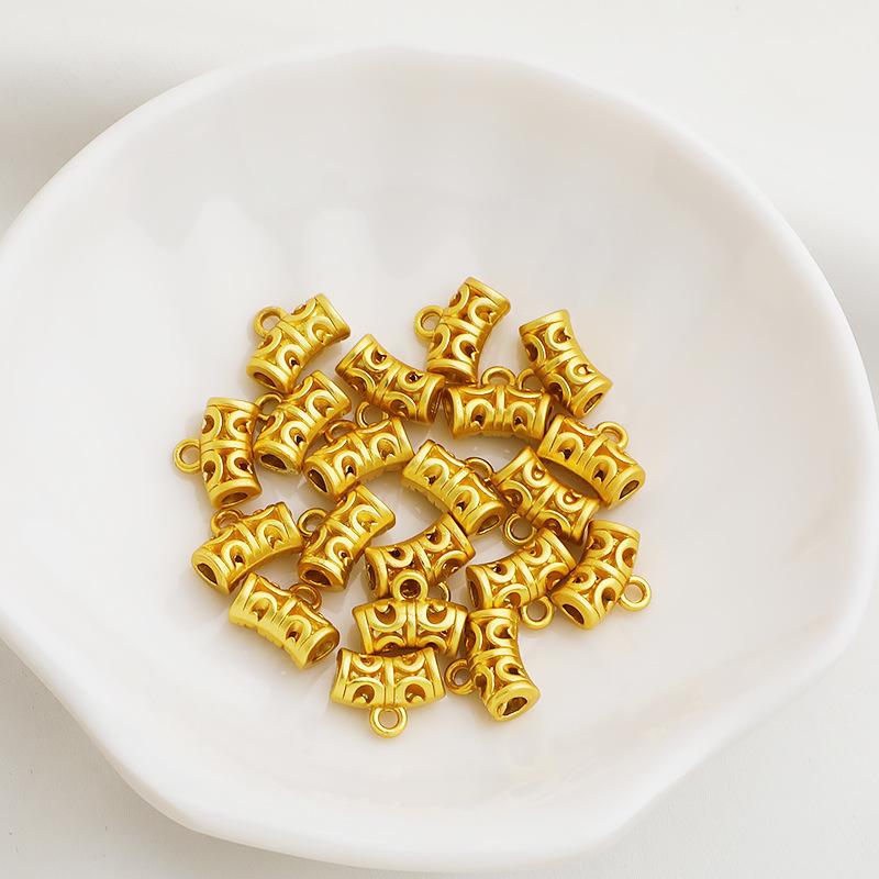 

Gold-Plated Sand Gold Hollow Bracelet Necklace with Curved Tube, Pendant, and DIY Beading Rope Material.