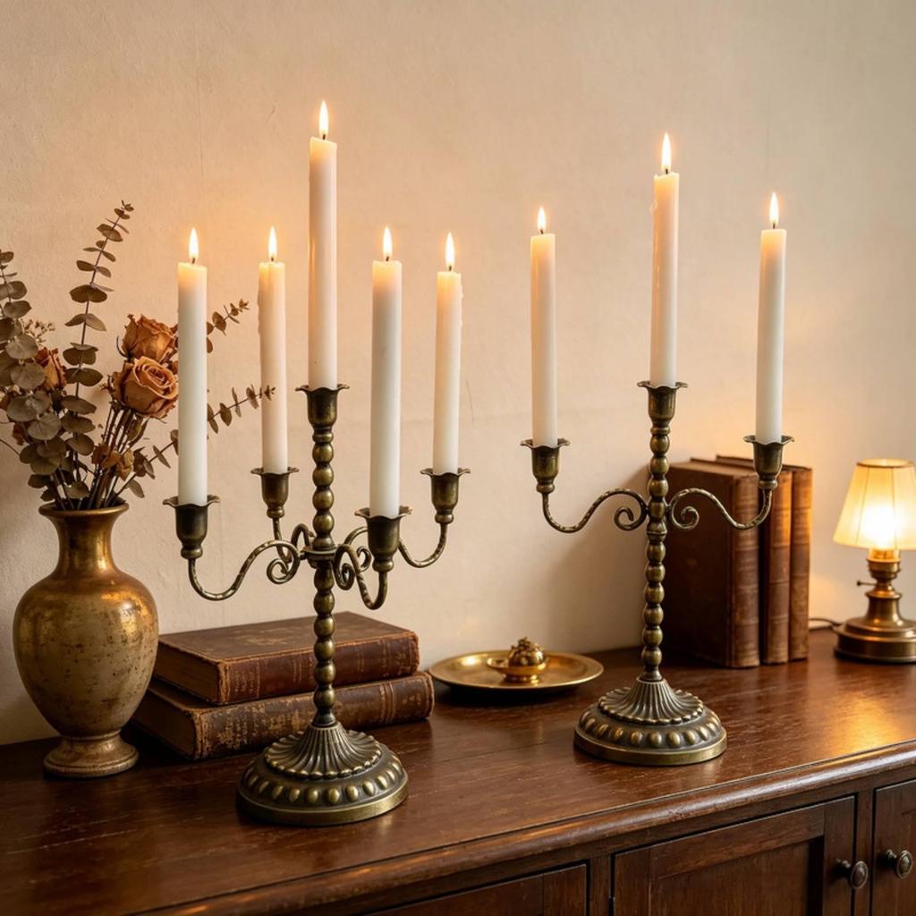Candlestick Holder with Beaded Column Fluted Holders Stable
