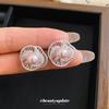 French hollow flower pearl stud earrings women's cool feeling gentle versatile earrings daily commute simple earrings