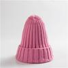 Trendy Autumn Winter Solid Edge Curl Woolen Knitted Skullies Beanies Unisex Ear Protection Warm Fitting Hood Hat
