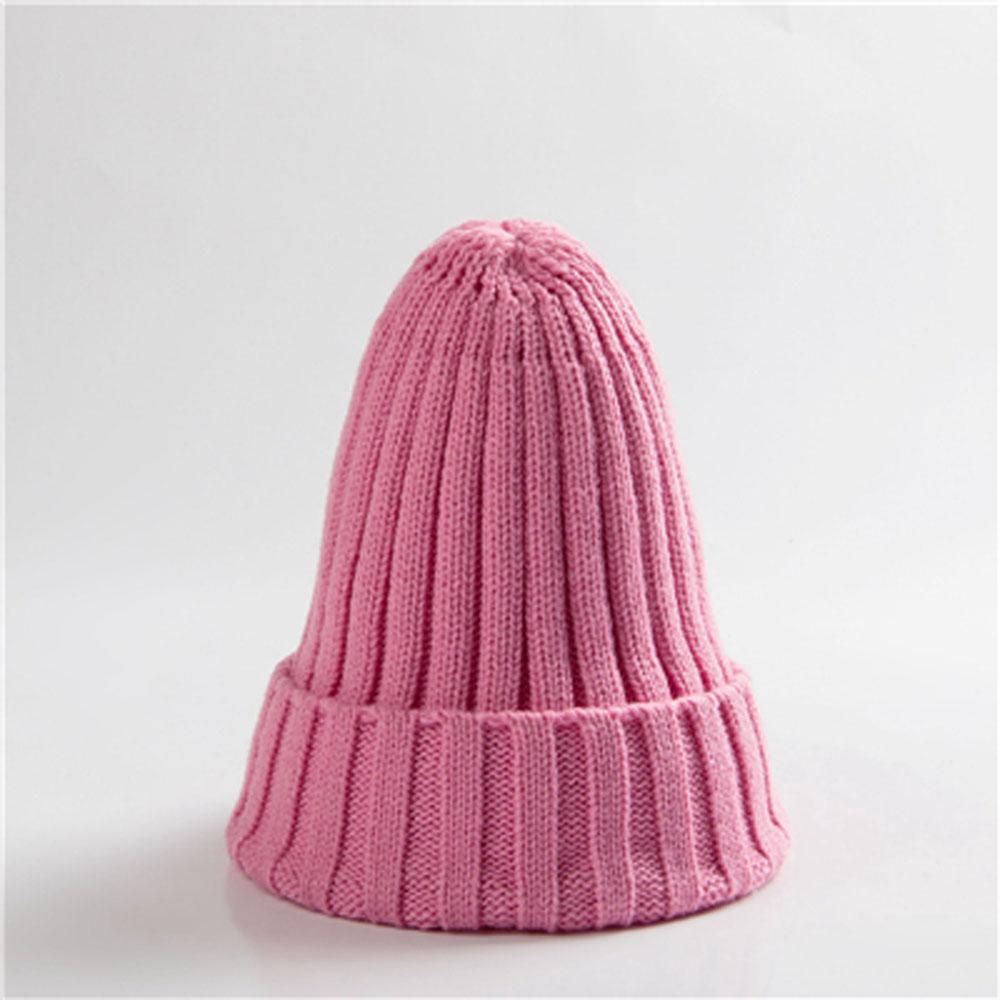 Trendy Autumn Winter Solid Edge Curl Woolen Knitted Skullies Beanies Unisex Ear Protection Warm Fitting Hood Hat