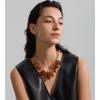 Yhpup Amber Resin Acrylic Beads Chain Pendant Drop Charm Statement Necklace for Women Stainless Steel Handmade Fashion Jewelry