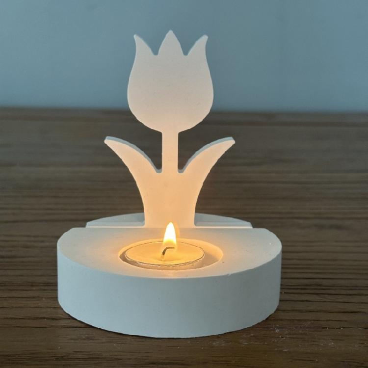Flower Candle Holder Resins Castings Molds Tulips Candlesticks Silicone Molds