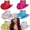 Gold Sequins Western Cowgirls Hat with Bandana Costume Set For Parties And Theme Event With Comfortable Acrylic Fabric