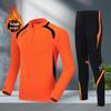 Dikke Herfst/Winter Sportpak voor Mannen met Fluweel - Lange Mouw, Halve Rits, Sneldrogend Voetbal Trainingspak