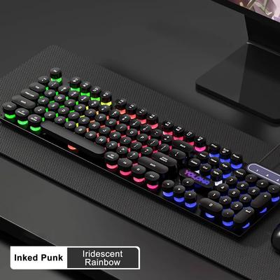 104 Keys Black Gaming Keyboard Wired RGB Backlit Breathing Light Ergonomic Office Wired Keyboard for PC Laptop Computer Gamers