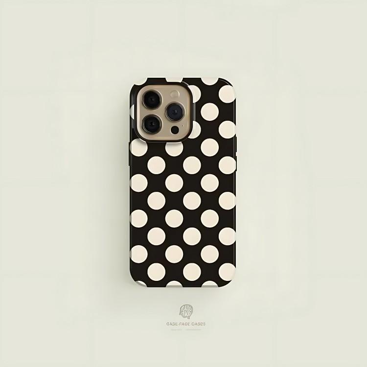 

Polka-dotted Black with Phone Case for iPhone 17 17e 16e 16 15 14 13 12 11 X XS XR XSMAX 7 8 Air Pro Max Plus Double-layer Cover iPhone 11