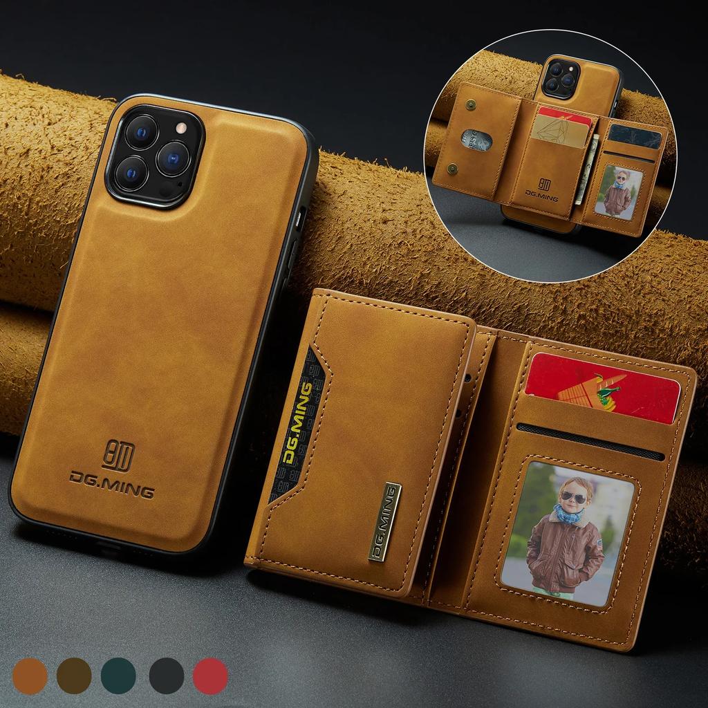 Magnetic Detachable Leather Wallet Cards Holder Phone Case For iPhone 16 Pro Max 15 Plus 14 13 12 11 Mini X XS XR SE 2022 Cover