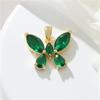 Übertriebene vergoldete Halskette mit 14 Karat Gold Schmetterling Anhänger, Kristall DIY Zirkon Einzelanhänger, Schmuck reines Kupfer