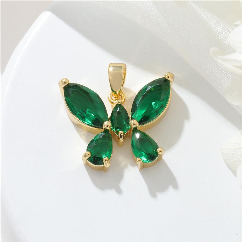 Übertriebene vergoldete Halskette mit 14 Karat Gold Schmetterling Anhänger, Kristall DIY Zirkon Einzelanhänger, Schmuck reines Kupfer