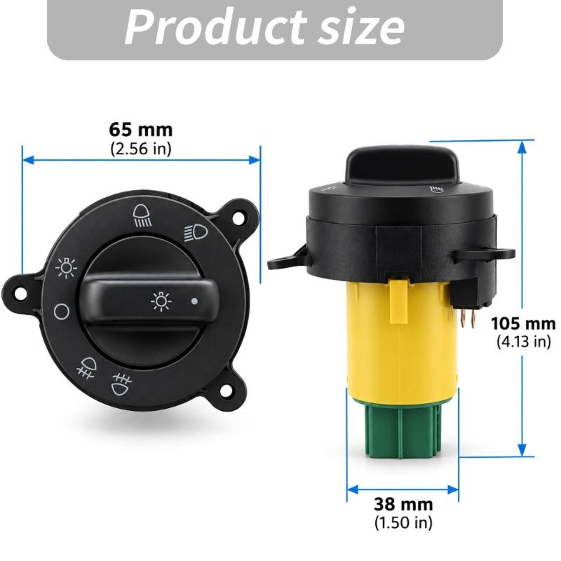 Headlight and Fog Light Control Switches with Clearly Identified Position Light Setting, Round Body, and Rear Multiple-Pin Plugs Connection 3746103501