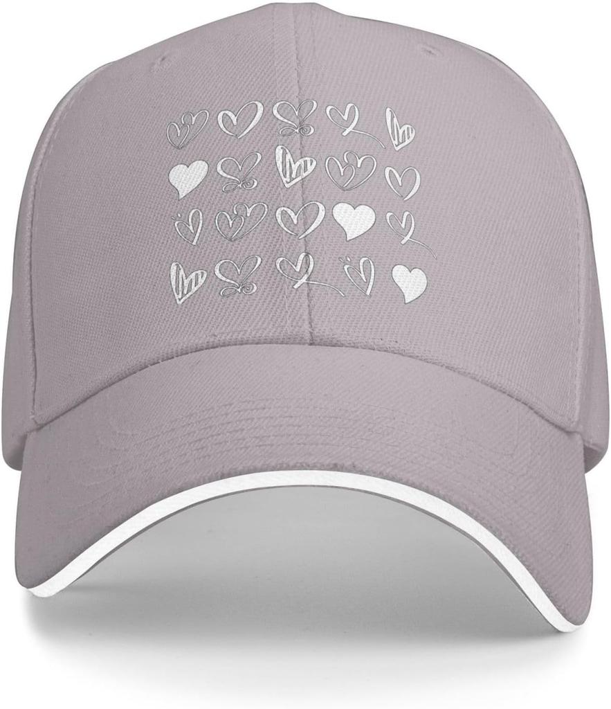Assorted Hearts Print Baseball Cap Casual Polyester Adjustable Red Sun Protection Outdoor Baseball Hat