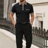 Polo Estiva da Uomo a Colore Unito Manica Corta Casual Traspirante Leggera Misto Cotone Top con Collo e Polsini a Quadretti