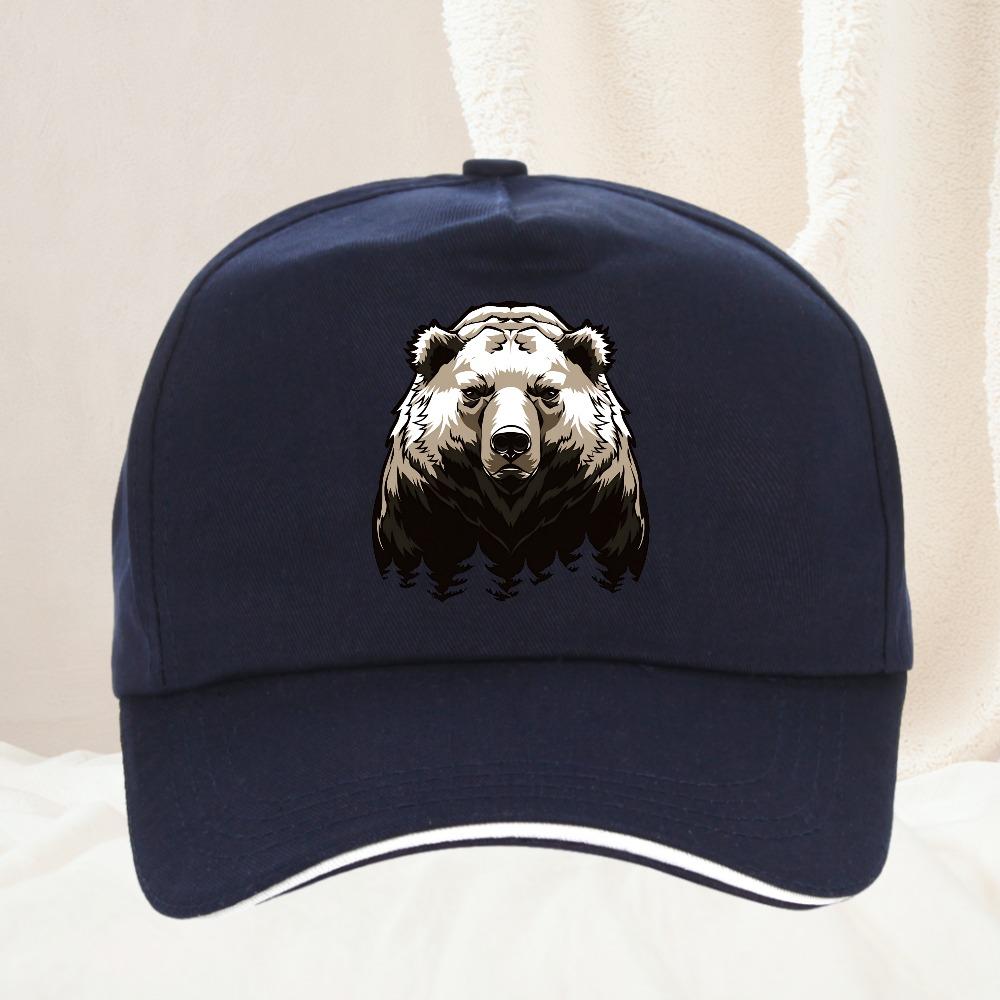 Creativity Design Big Bear Baseball Cap for Adults Minimalist Retro Style Casual Soft Adjustable Dad Hat Perfect As Gift