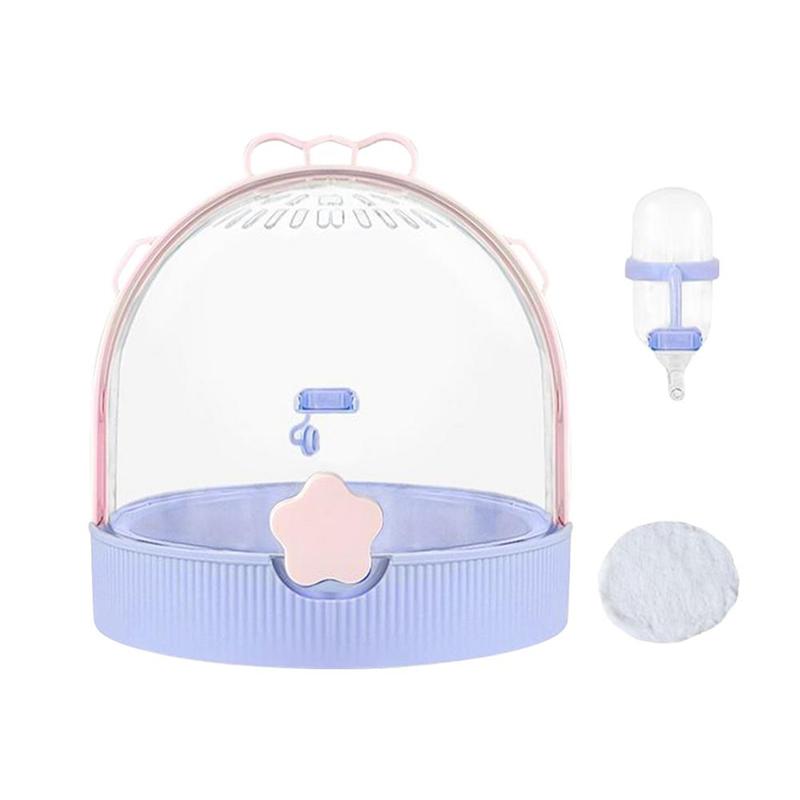 AB34-Carry Case For Small Hamster Cage-Dwarf Hamster Travel Cage Hedgehog Carrier Pet Supplies Including Water Bottle For Gerbil