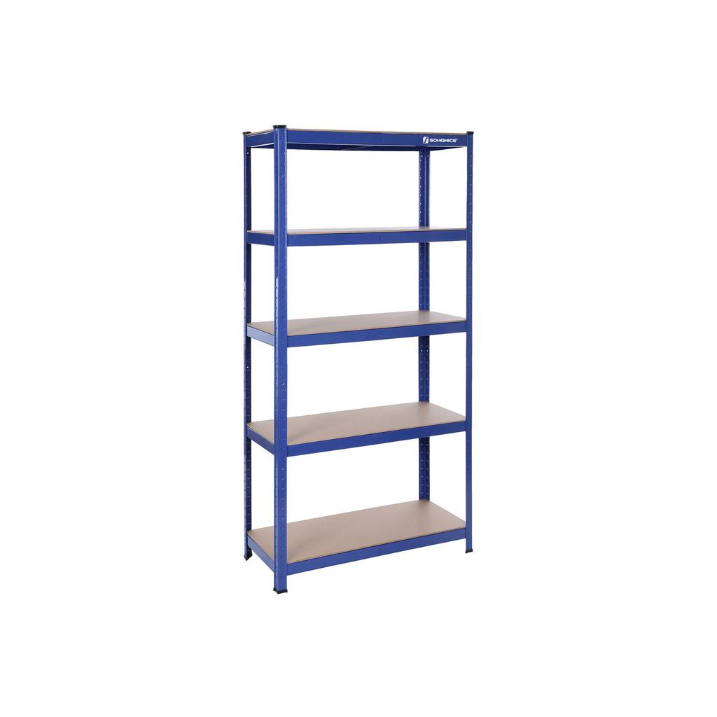 SONGMICS 5-Tier Shelving Unit, Steel Shelving Unit for Storage, Tool-Free Assembly, for Garage, Shed, Load Capacity 650 kg, 30 x 75 x 150 cm, Blue
