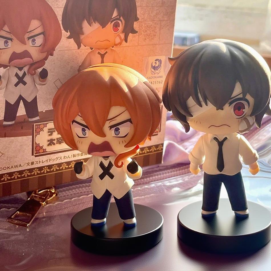 10cm Bungou Stray Dogs Anime Figur Kawaii Dazai Osamu Actionfigur Niedliche Nakahara Chuuya Figur PVC Sammelmodell Puppenspielzeug
