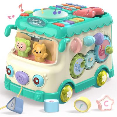 Jecimco Car Toy Music Bus Multifunctional Children Baby Toy FittingShaping Box Infant Children Educational Toy Early Development Fingertip Training