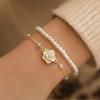 2pcs Vintage Gold Color Flower Bowknot Open Cuff Bangle Set for Women Minimalistic Elegant Design Bracelet Set Charm Jewelry