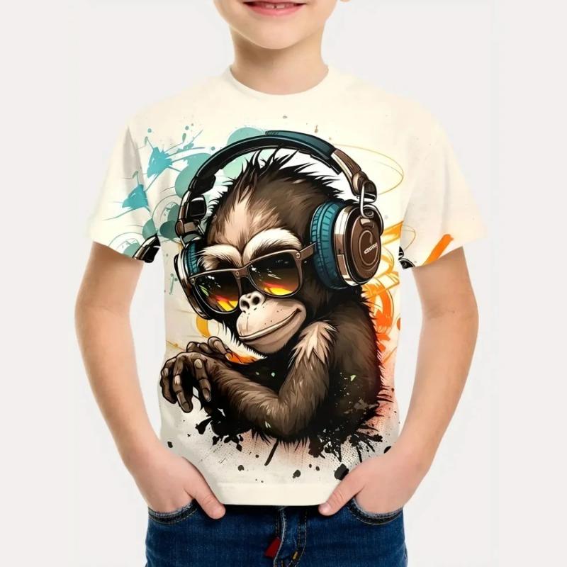 Clothing for Boys Cartoon Character 3D Printing Summer Casual Comfortable Round Neck Short Sleeve Body Shirt Children's T-Shirt