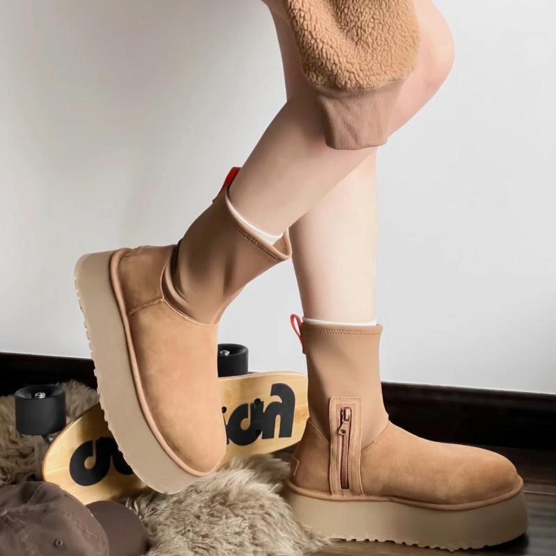 Módní tužkové sněhule na silné podrážce, nová módní mezipodešev z hovězí kůže, silná vlněná izolace, dámské sněhule