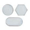 3Pcs Gemeotric Hexagonal Oval Round Coaster Mirror Silicone Resin Tray Molds