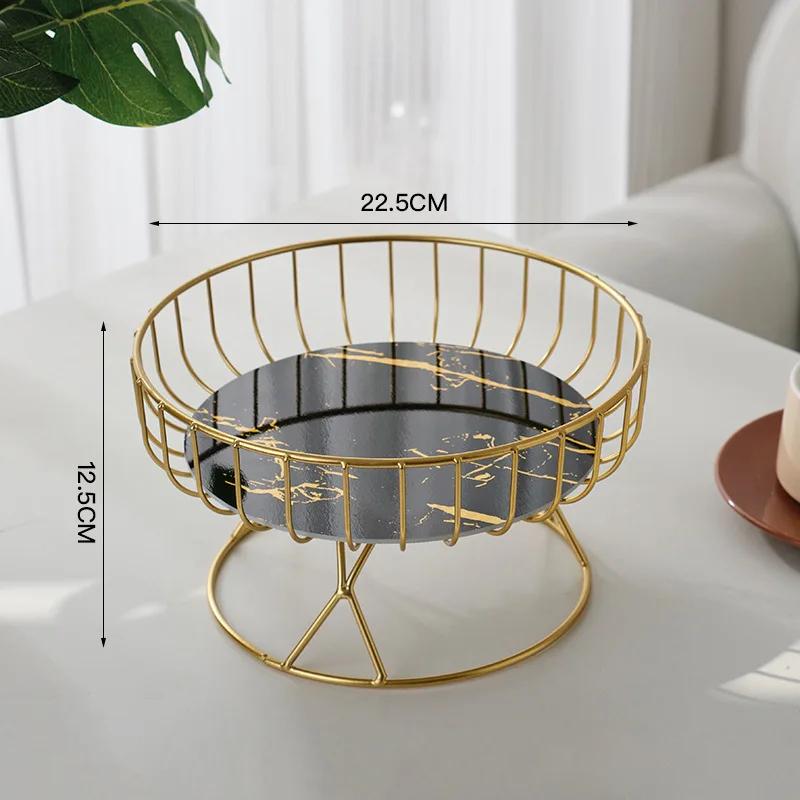 Light Luxury High Foot Fruit Plate Plastic Metal Home Living Room Candy Snacks Storage Decoration