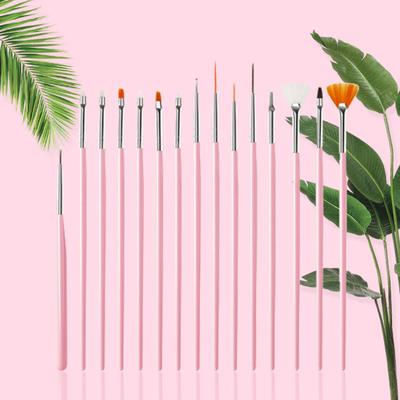 Yousheng 15 Pcs/Set Nail Painting Pen Images Drawing Professional Lightweight Nail Brush Long  Handle Various Shapes Pen for Women