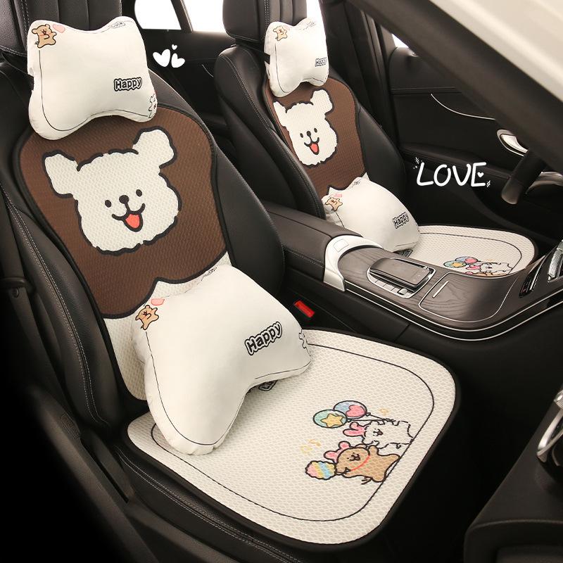 Cute Line Dog Breathable Summer Universal Car Seat Cover Cartoon Puppy Four Seasons Universal Seat Cushion