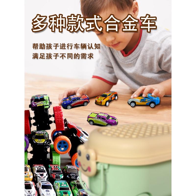 Pull Back Alloy Car Model Children Toy Set Metal Toy Cars With Storage Bucket