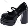Fashion Super High Heel Mary Jane Shoes Women's Retro Round Toe Shallow Mouth Bow Platform One Strap Block Heel Solid Pumps Single Shoes