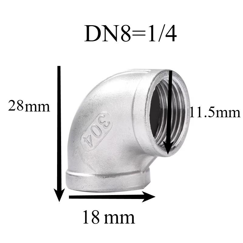 304 Edelstahl Innendraht Winkel Gewinde rechter Winkel 90 Grad Innengewindeanschluss Wasserrohrzubehör