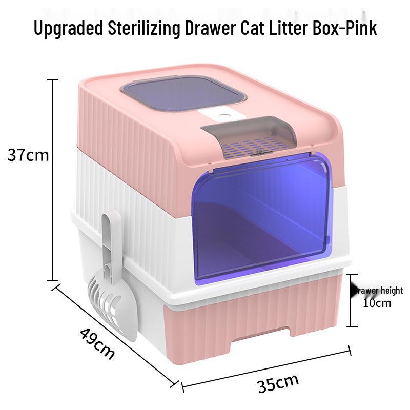 Extrem große, geschlossene Katzentoilette mit Schublade, Spritzschutz, Geruchsneutralisierung und UV-Sterilisation