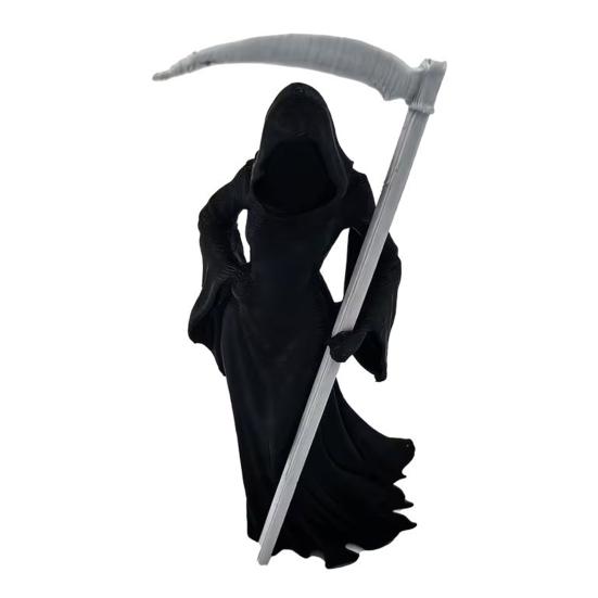 Gothic Female Grim Reaper Statue with Sickle 3D Printed Black Robe Queen Figurine Mysterious Sculpture for Home Office Desk Bookshelf Decor